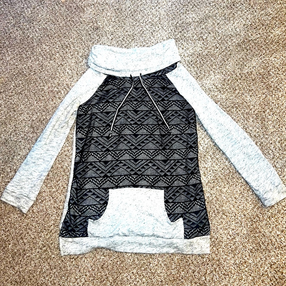 Womens medium Vanity grey and black cowl neck pullover sweater